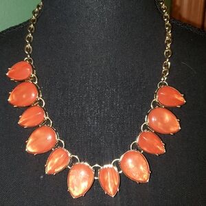 Elegant Gold and Orange Teardrop Necklace